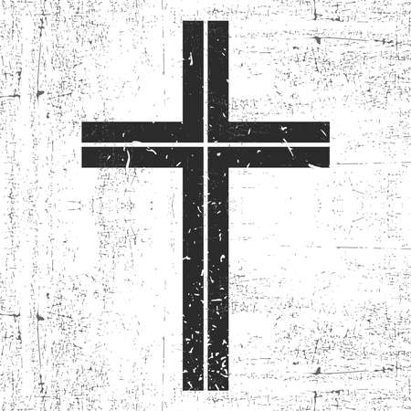 Black cross with grunge shapes isolated on white, for different use. vector illustration.のイラスト素材