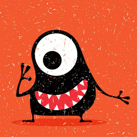 Cute monster with grunge shapes.のイラスト素材