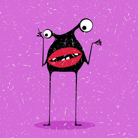 Cute monster with grunge shapesのイラスト素材
