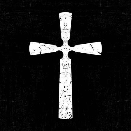 White cross on grunge black background.のイラスト素材