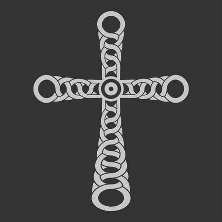 Grey cross on grunge black background.のイラスト素材