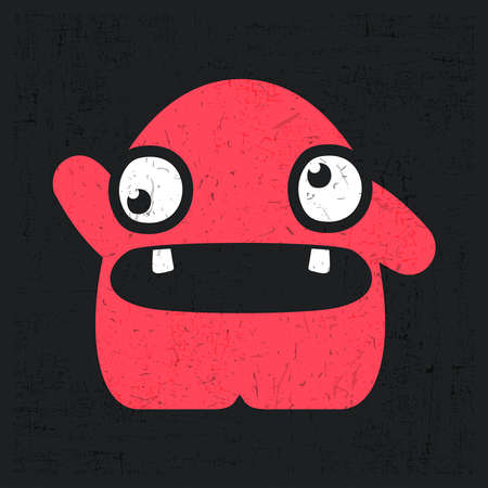 Red monster on black grunge backgroundのイラスト素材