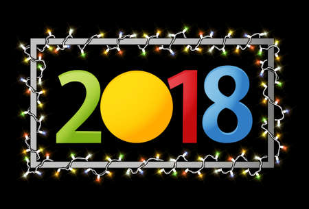 2018 colored design with garland frame vectorのイラスト素材