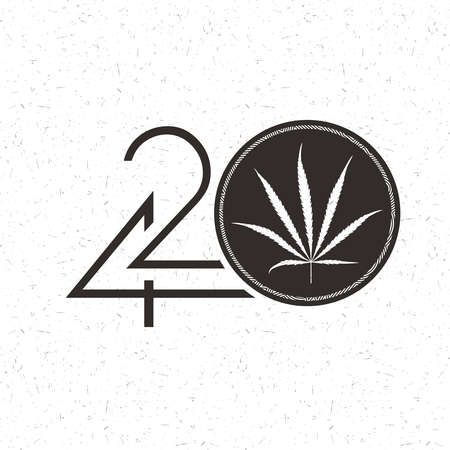 Black Number 420 with marijuana leaf in circle on grunge whiteのイラスト素材