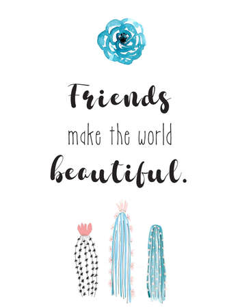 Watercolor Cactus Poster Wall Artの写真素材