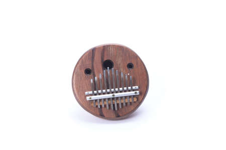 Kalimba African folk music instrument on white background at 45 degrees rightの写真素材