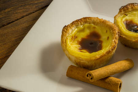 Pasteis de Belem is a typical Portuguese egg tart pastries. Pastel de nataの写真素材