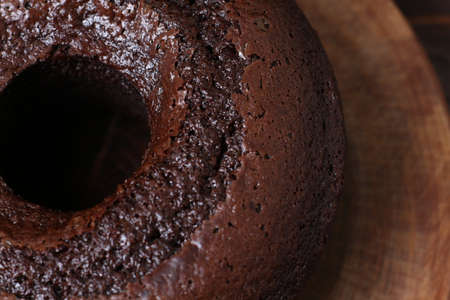 Homemade rustic chocolate cake. Top viewの写真素材