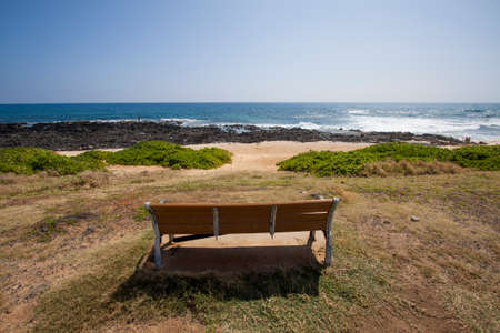 Bench on the Beachの写真素材