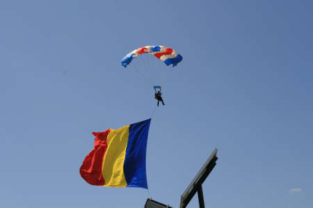 Skydiver With Romanian Flagの写真素材