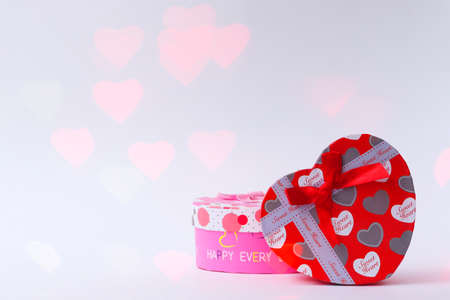 Gift for valentines day with place fot text. Love background. International womens day. Mothers day. Gif box on a pink backgroundの写真素材