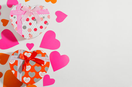 Valentines day background with place for text. Valentines Day. Mother Day. Valentines Day giftsの写真素材