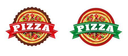 Pizza italian food labelのイラスト素材