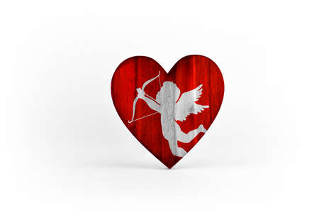 Red heart with Cupid image for Valentine's day
