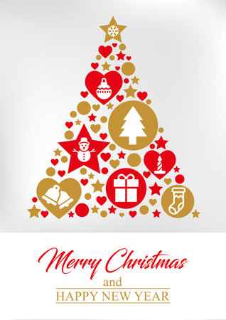 Merry Christmas Tree with symbolsのイラスト素材