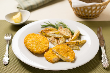 Cutlets de volaille with potatoの写真素材