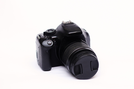 DSLR camera isolated on white Backgroundの写真素材