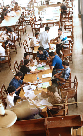 University of Karachi - Students are studying inside Mehmood Hassan Library 25/09/2012のeditorial素材