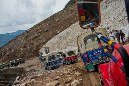 Land Slide Of Glacier Ice While Travelling in Jeep to Lake Saif Ul Maluk, Naran Valley, Khyber Pakhtunkhua, Pakistan 6/26/2018のeditorial素材
