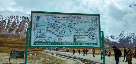 Information Board at Khunjerab pass, Pak China Border 6/28/2018のeditorial素材