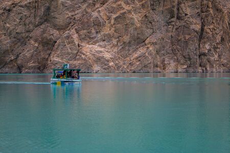 Tourist Enjoying Boating at Attabad Lake, Pakistan 28/06/2018のeditorial素材