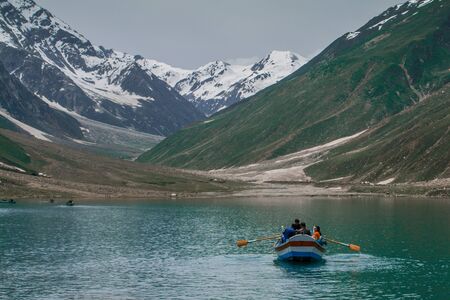 Tourist Boating At Saif ul Maluk Lake, Naran Valley, Khyber Pakhtunkhua, Pakistan 6/26/2018のeditorial素材