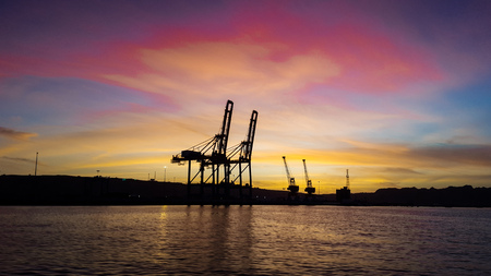 Beautiful and colorful sky of balochistan at Gawadar port Harbor Pakistan - sunset in the gawadar portの写真素材