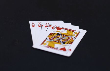 Poker hearts of J Q K A playing cards isolatedのeditorial素材