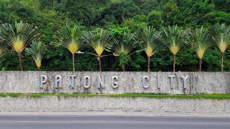 Patong City Name On The Way To Patong - Patong Sign Boardの写真素材