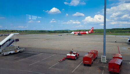 Air Asia Plane Standing At Krabi Airport, Thailand 17/11/2019のeditorial素材