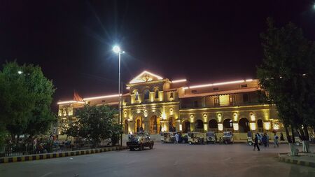 Beautiful Building Of Karachi Cantt Station At Night, In Karachi, Pakistan 13/11/2019のeditorial素材
