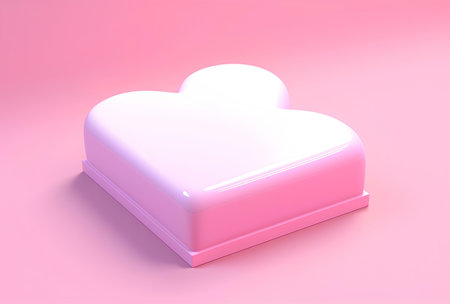 Pink heart shape box on pink background. 3d render illustration.の素材