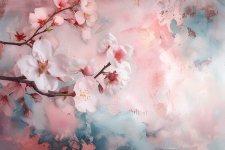 cherry blossom on grunge background with copy space for textの素材