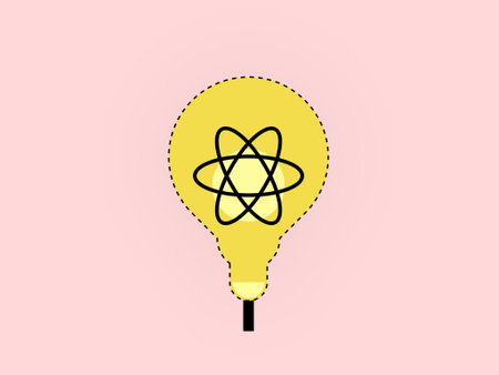 Lightbulb with atom inside. Vector illustration in flat style.の写真素材