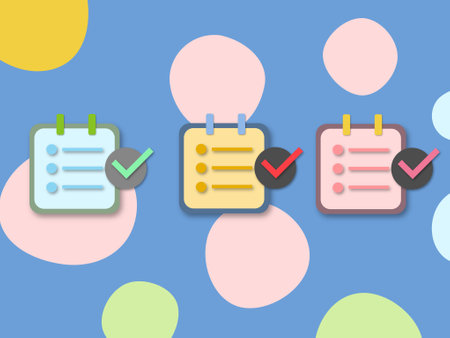 Checklist with check marks on blue background. Flat style vector illustration.