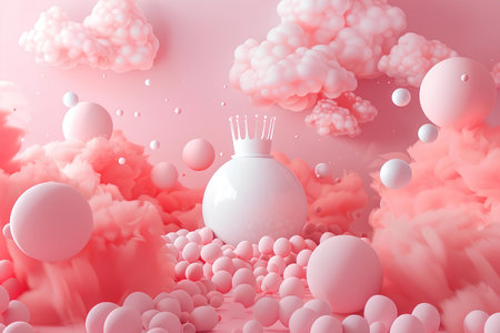 Cosmetic product on pink background. 3d render. Beauty conceptの素材