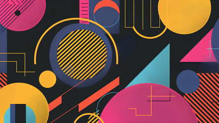Abstract geometric background with circles and lines. Vector illustration. Eps 10の素材