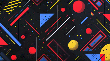 Retro 80s-90s memphis geometric pattern. Abstract colorful funky background. Retro fashion 80s-90s. Vector illustration.の素材