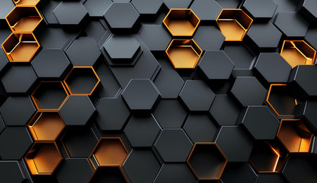 Abstract 3d rendering of hexagons background. Honeycomb pattern.の素材