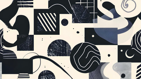 Abstract geometric background in black and white colors. Vector Illustration.の素材