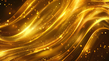 Golden glowing abstract background with glittering sparkles and bokehの素材