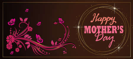 Happy mothers day vector banner design with shiny circleのイラスト素材