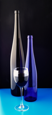 Glass of red wine. Black background.の写真素材