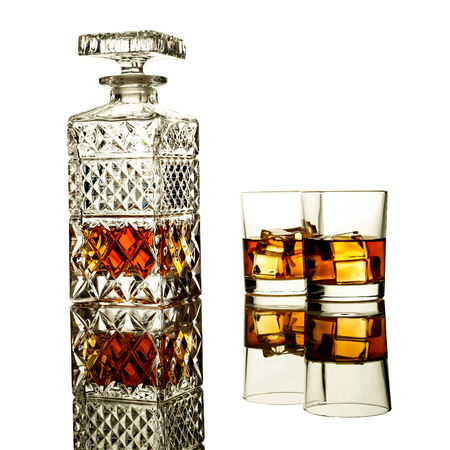 crystal decanter drink glassesの写真素材