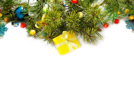 christmas decorations on a white backgroundの写真素材