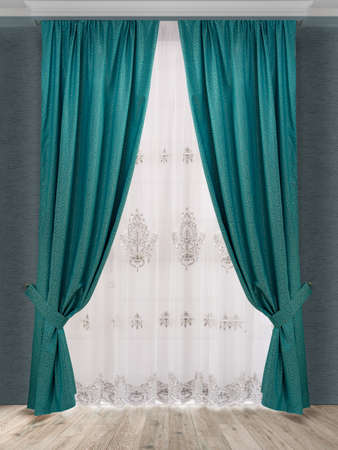 A beautiful curtain with a catch.の写真素材