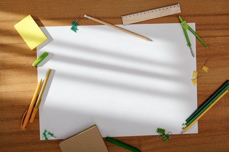 back to school background. School supplies. Top view. Copy space for you text.