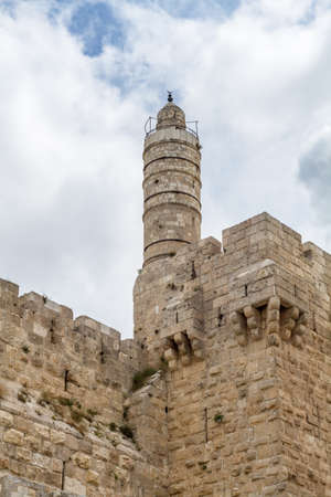 The Tower of David, near the Jaffa Gate of the Old City in Jerusalem, Israelの写真素材