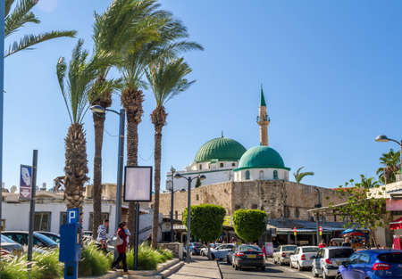 AKKO, ISRAEL - NOVEMBER 13: The Jezzar Pasha Mosque, also known as the White Mosque, in Old City of Akko, or Acre, Israel on November 13, 2015のeditorial素材