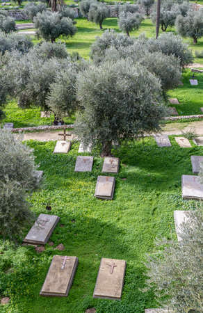 The old Christian cemetery near the St. Stephen's Church and the Church of All Nations in Jerusalem, Israelの写真素材